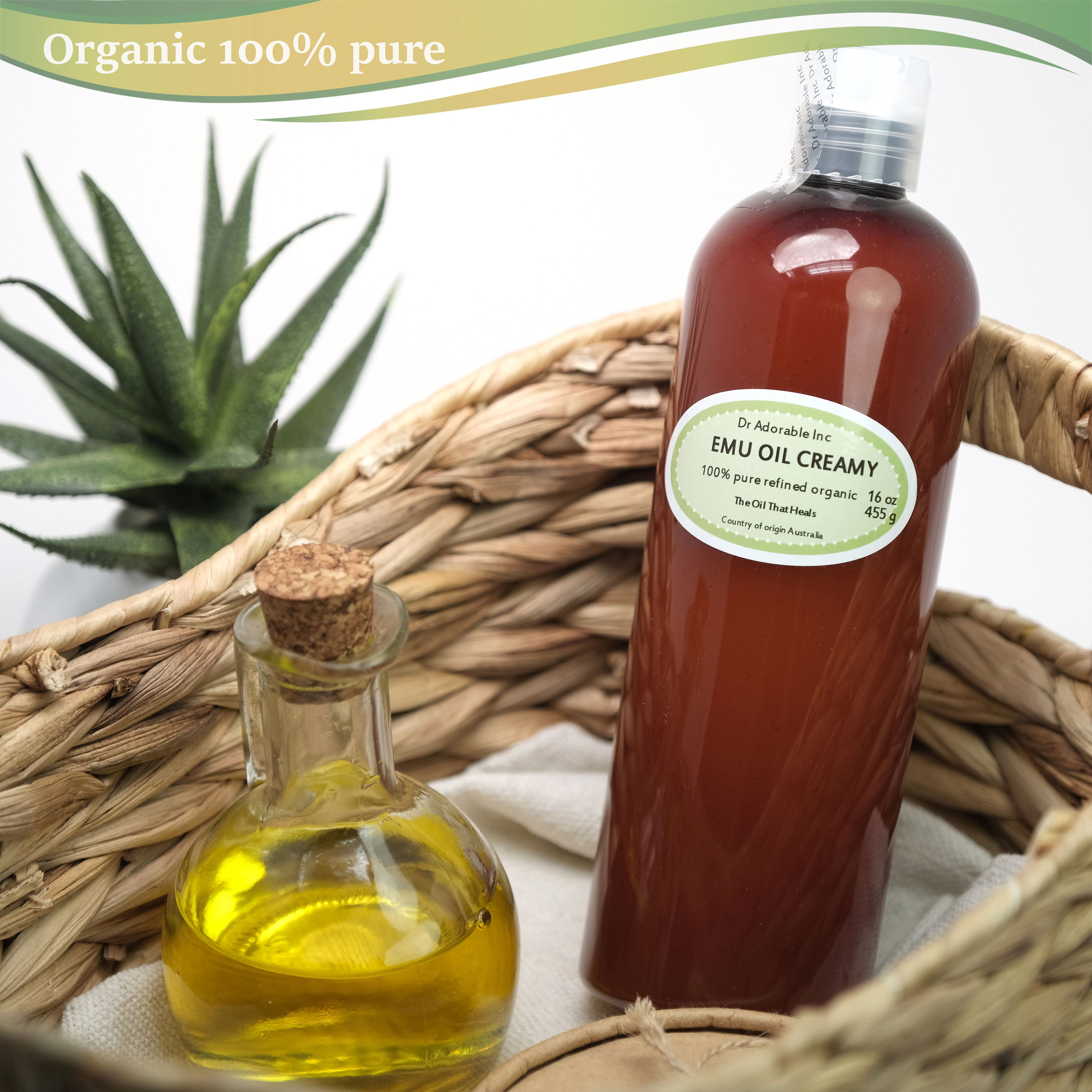 Dr. Adorable - 100% Pure Australian CREAMY EMU Oil Triple Refined Organic Moisturizing Oil For Face Skin Hair - 48 Oz