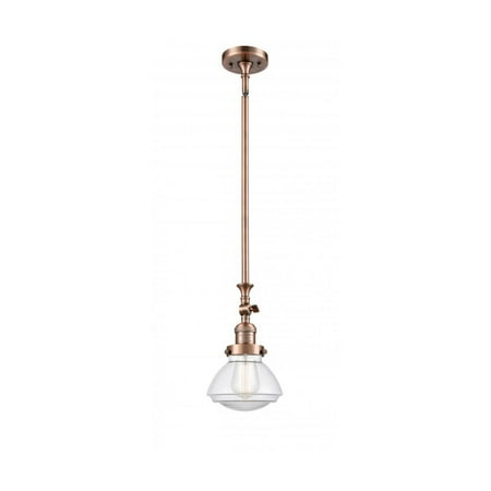 

Antique Copper Tone Mini Pendants 7 Wide Clear Glass Steel/Cast Brass Medium Base LED 1 Light Fixture