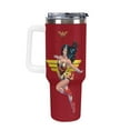 thumbnail image 3 of Wonder Woman Car Cup with Handle Straw Lid Stainless Steel Double Wall Vacuum Coffee Mug Large Capacity Tumbler 40oz for Man Woman, 3 of 8