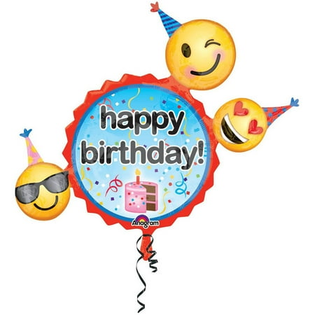 Smiley Face Foil Balloon - Emoji Wishes Jumbo Foil Balloon