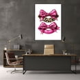 thumbnail image 5 of Mudket Framed Leopard Print Lips with Pink Bows Canvas Wall Art, Cute Trendy Wall Decor, Glamorous Art Ready to Hang for Girls Bedroom - 12"L x 8"W, 5 of 10