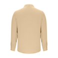 thumbnail image 4 of WTOBBY Men's Cotton Linen Blend Business Shirt Slim Fit Solid Color Stand Collar Long Sleeve Button Front Pocket Casual Office Breathable Top,Khaki S, 4 of 8