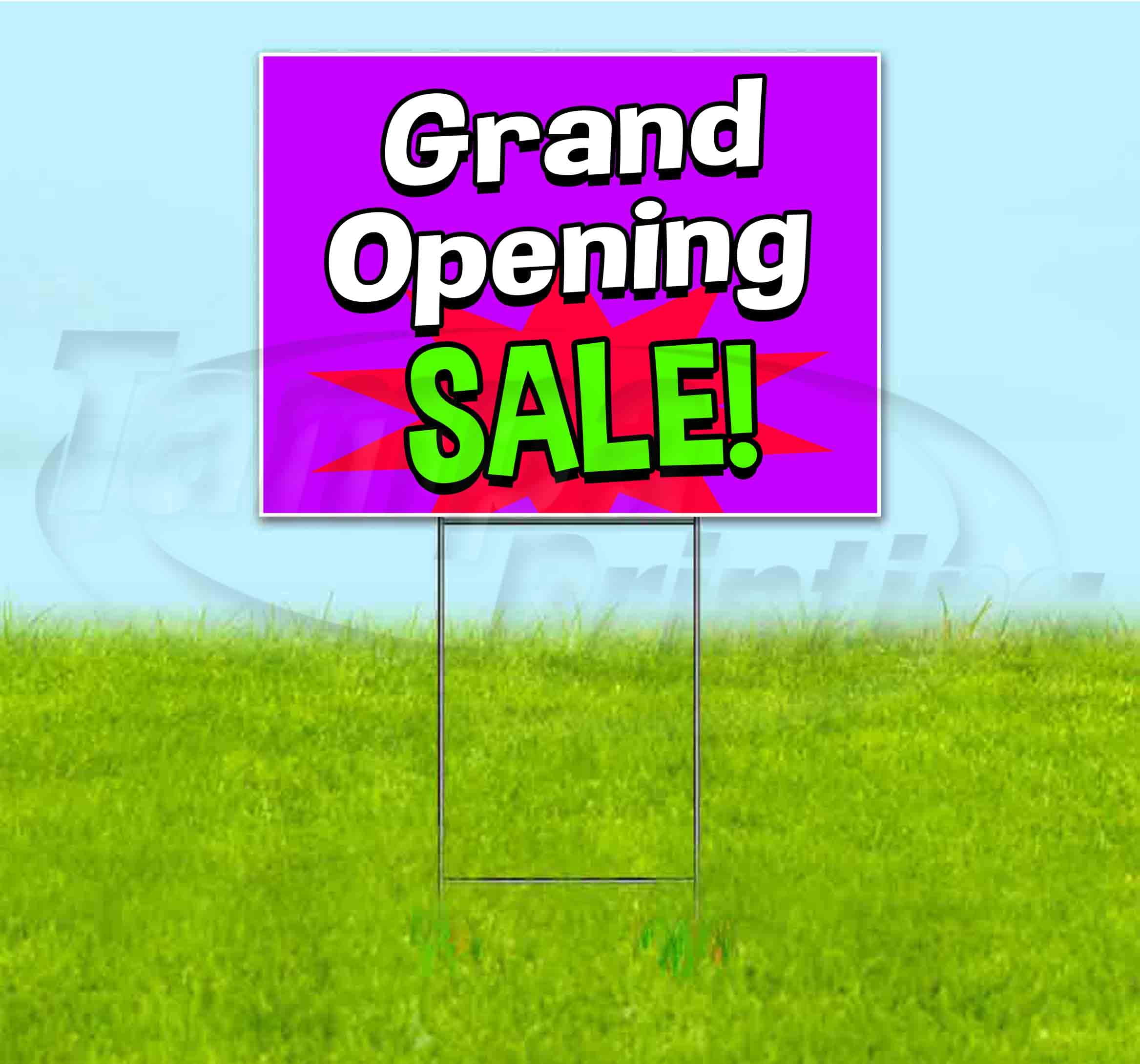 Grand Opening Sale (18" x 24") Yard Sign, Includes Metal Step Stake