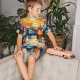 thumbnail image 4 of Fotbe Colorful Fishing Boats Pijama Estampada de 2 Piezas para Niños – Ropa de Dormir de Manga Corta Cómoda para Niños y Niñas, Camiseta y Shorts de Algodón-Small, 4 of 6