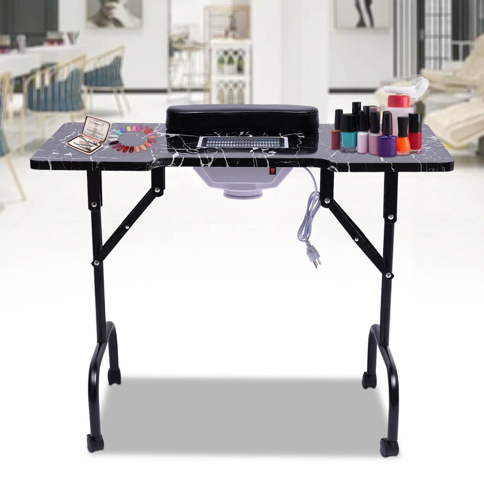 ZhdnBhnos Foldable Manicure Table Workstation Profession Nail Salon