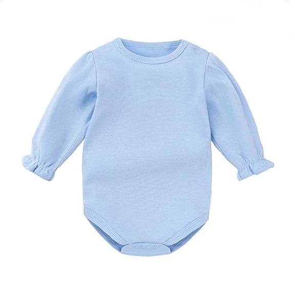 Busydd Baby Girl Romper 0-24 Months Long Sleeve Round Neck Cotton Infant Boy Clothes Comfy Breathable Solid Color Baby Romper Onesie 0-3 Months