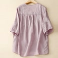 thumbnail image 4 of Fesfesfes T-Shirts for Womens Color Casual Loose Fashion T-ShirtFive Cent Sleeve Button Tops Cotton And Linen Blouse Tops for Women 2XL(US:12), 4 of 9
