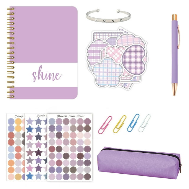Riwcyla DIY Journal Kit Planner Notebbok Scrapbook & Diary Supplies Set Fun Cute Art & Crafts Stuff Including Sticker/Paper Clip/Neutral Pen/Bracelet Great Gift for 8,14 Year Old Girl Teens