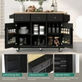 thumbnail image 3 of JESTOP Rolling Kitchen Island with 3 Drawers and 2 Cabinets, Kitchen Cart on Wheels with Drop Leaf, Wood Portable Trolley Island with Cabinet Door Storage Racks, for Dinning Room, 3 of 8