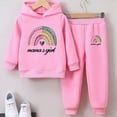 thumbnail image 2 of NOLDARES Boys Girls 2 Piece Graphic PrintHoodie & Jogger Pants Sweatsuit Quick-Dry,Warm Yet Breathable for School & Sports(Y148-Pink), 2 of 7