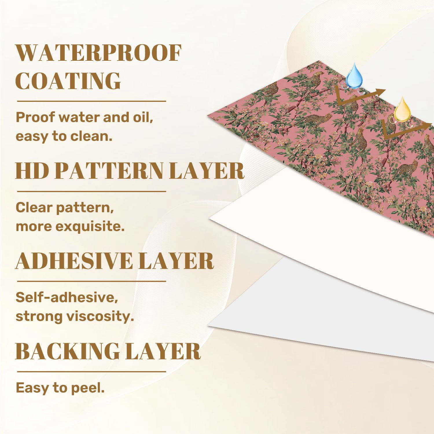 Peel and Stick Wallpaper Leopard Print Floral Pink Wall Mural 23.6in x 9.8ft Self Adhesive Removable Wall Paper Renter Friendly Wallpaper for Nursery Bedroom Cabinets