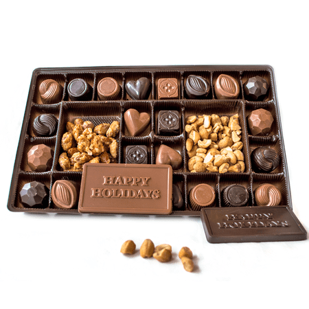 Lang s Chocolates Milk and Dark Chocolate Sampler Holiday Box 1 pound assorted chocolates