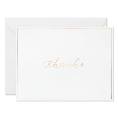 American Greetings Thank You Blank Stationery with Envelopes, Rose Gold (10-Count)