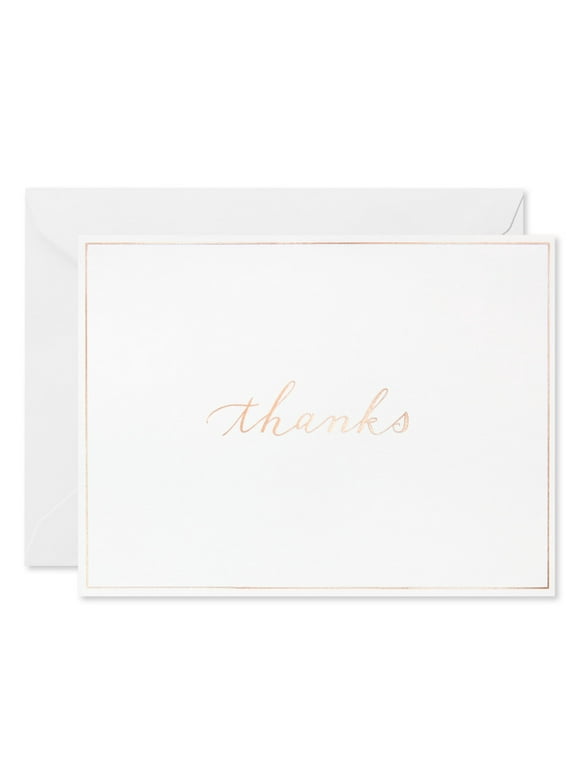 American Greetings Thank You Blank Stationery with Envelopes, Rose Gold (10-Count)