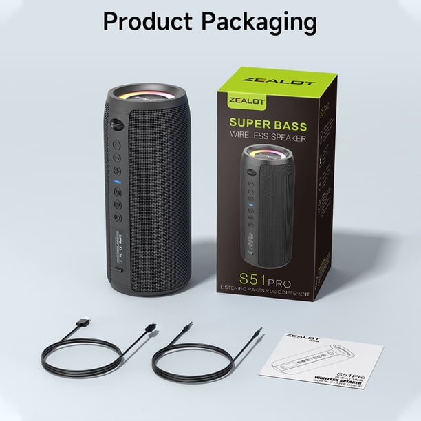 ZEALOT S51Pro Small Speaker BT Wireless Waterproof IPX7 - Walmart.ca