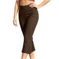 thumbnail image 6 of Horkkom Flare Leggings for Women Solid Color Elastic Waist Capri Leggings Casual Workout Yoga Pants S, 6 of 7