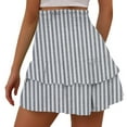 thumbnail image 3 of Annhoo Summer Short for Women Trendy Stripes Casual High Waisted Ruffle Hem Shorts Beach Pleated Skirt Shorts, 3 of 5