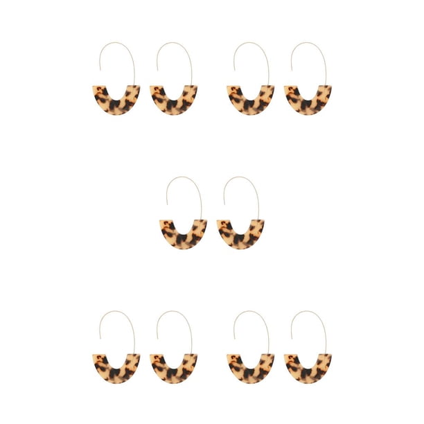 Jumpingount 1 par de aretes en forma de U con estampado de leopardo para niñas adolescentes Light Tortie tortuga ligera 5piezas Jumpingount CBP234266