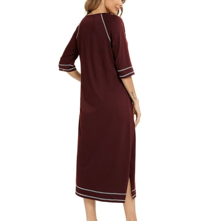 

Pregnant Woman Nightshirt Soft Loose Half Sleeve Nightgown Stylish For Home Hotel For Daily Life Gray Black Burgundy Navy Blue