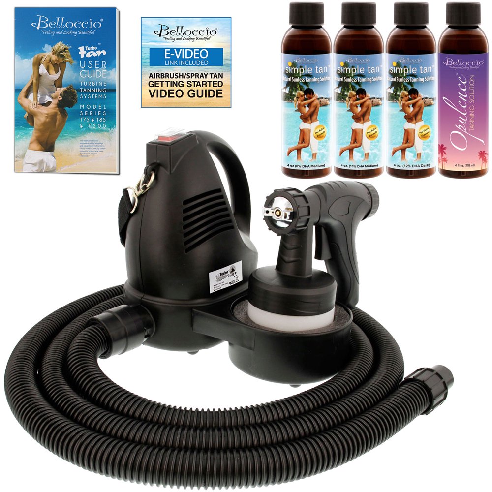 TURBO TAN KIT Sunless Airbrush SPRAY TANNING SYSTEM 4 Simple Tan DHA Solutions