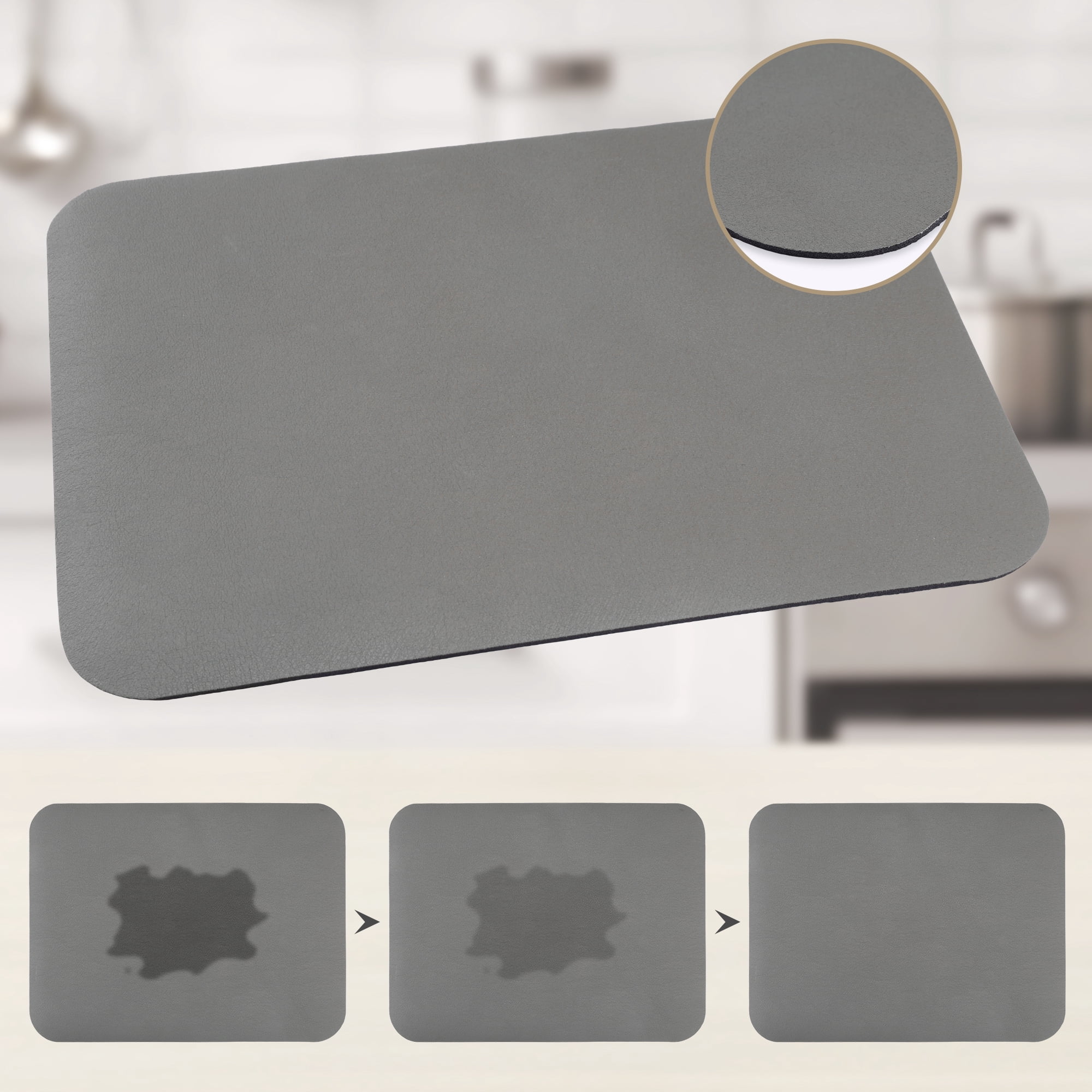 Unique Bargains Large Quick Dry Coffee Bar Mats for Countertop Dark Gray 19.7*15.7 inch