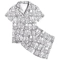 thumbnail image 3 of Girls DIY Printed Lapel Short Sleeve Top Shorts Pajamas Set Cute Buttons Designed Breathable Home Wear Clothes, 3 of 6
