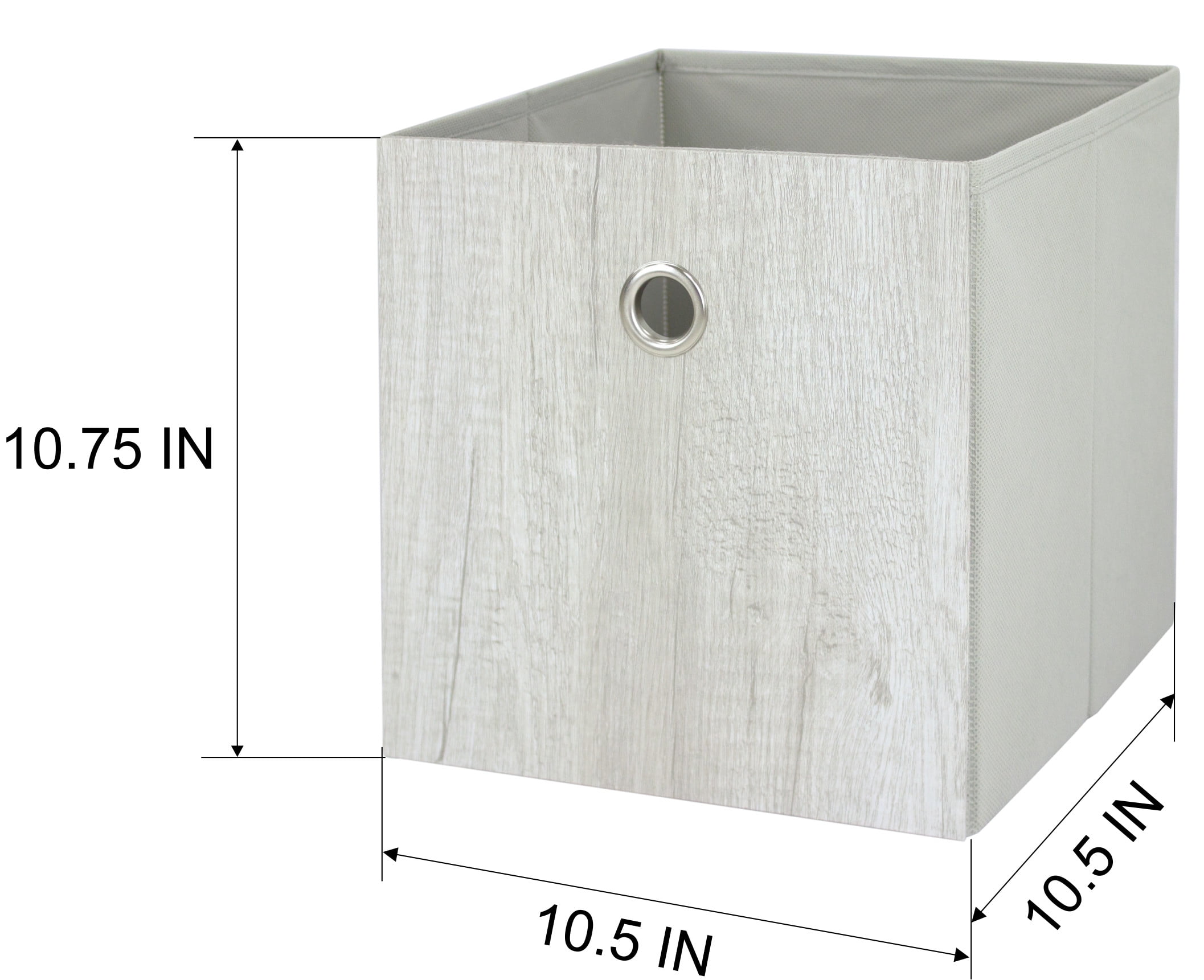 (2 pack) Mainstays Collapsible Fabric Cube Storage Bin, Grey Wood Grain
