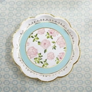 Kate Aspen Floral Paper Plates, Disposable Party Plates for Birthday & Tea Party, Baby Shower, Wedding and Anniversary, 9 Inch (Blue, 4 Set of 8, 32 Pcs)