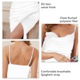 thumbnail image 4 of Vestido ajustado con tirantes finos, sin mangas, fruncido, color puro, vestido de fiesta para mujer para citas, 4 of 5