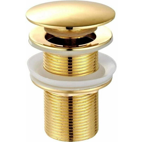 Universal Sink and Basin Plug - Modern Click Clack Pop-Up Valve - Waste Plug with Overflow, Brass, Stainless Steel, Gold (Without Overflow)