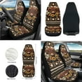 thumbnail image 2 of Yuyamidu Highland Cow Car Front Seat Cover Set Western Aztec Steering Wheel Cover Seat Belt Pads Armrest Cover Coasters Trash Bag Air Vent Bag Rearview Mirror Cover Keychain 12 PCS Auto Accessories, 2 of 6
