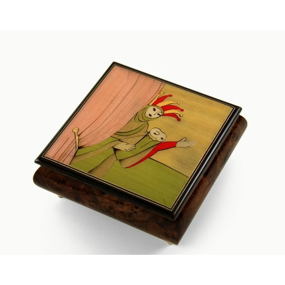 30 Note Theatre Performer with Venetian Mask Wood Inlay Music Box - Memory (Cats)