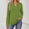 thumbnail image 4 of VBVC Women's V Neck Long Sleeve T Shirts , Ladies Casual Slim Stretchy Tunic Tops , Fall Winter Basic Dressy Shirts For Women, *Green , Small, 4 of 6