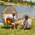 thumbnail image 4 of Better Homes & Gardens Ventura Boho Outdoor Wicker Stationary Kid's Egg Chair, Tan, 4 of 10