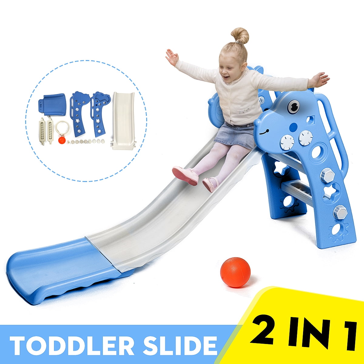 Folding Toddler Baby First Slide Kids Indoor Outdoor Garden Toys Play with Ball 