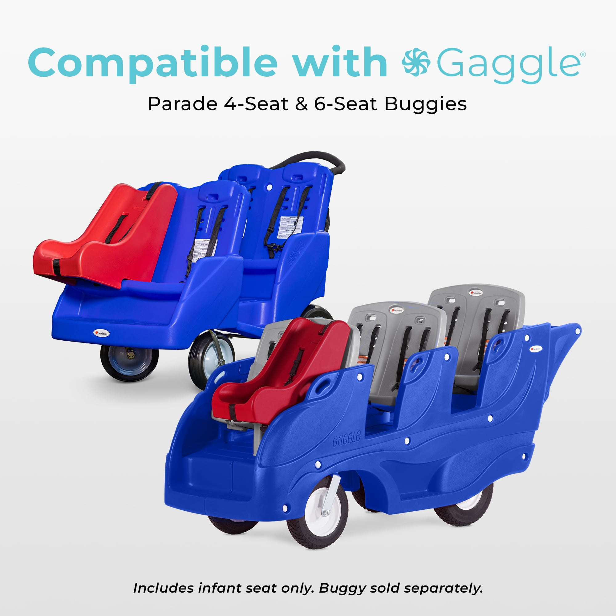 Foundations Gaggle Parade Infant Seat, 5-Point Safety Harness, Soft Contoured Insert, Red