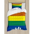 thumbnail image 1 of Pride Duvet Cover Set Twin Size, City Building Silhouettes of Sydney on Rainbow Flag Partner Love Illustration, Decorative 2 Piece Bedding Set with 1 Pillow Sham, Multicolor, by Ambesonne, 1 of 3