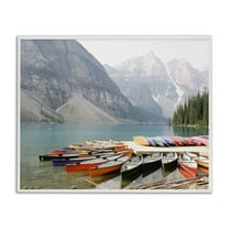 Stupell Industries Cliffside Canoe Dock Landscape Photography White Framed Art Print Wall Art, 14 x 11
