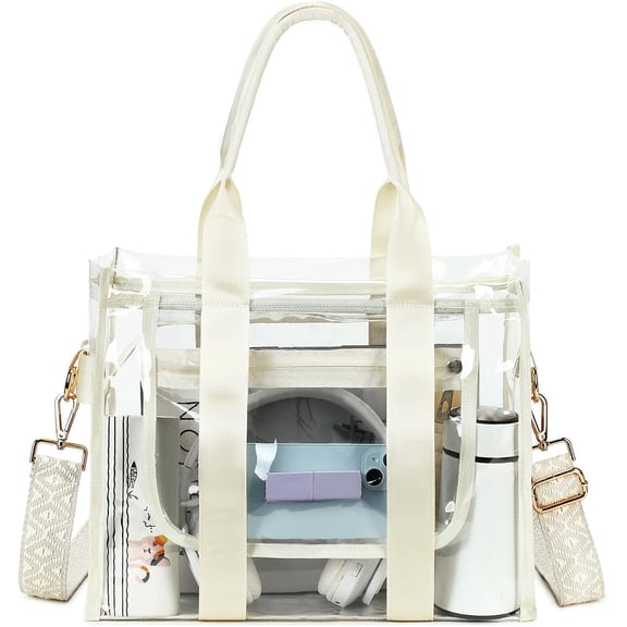 Clear Bags for Women Tote Bag, Crossbody Bag, Stadium Approved Clear Purse for Sports Events, Concert, Work & Beach