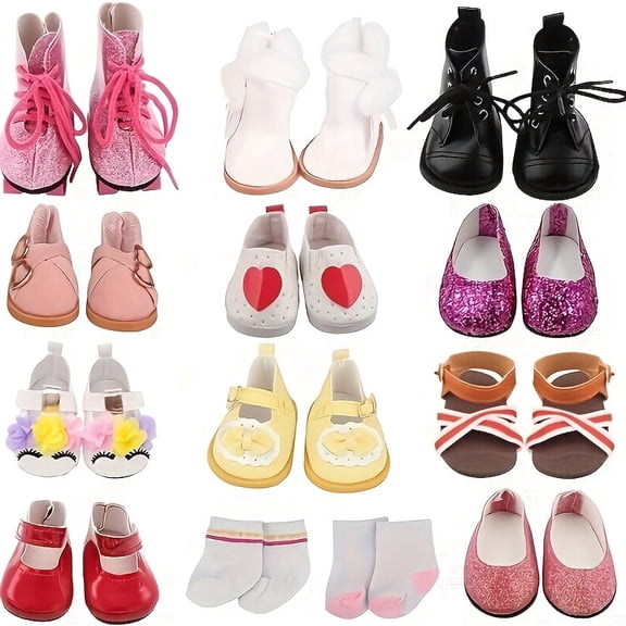 7 pairs of doll shoes (7 pairs are randomly selected in the picture)   2 pairs of doll socks, suitable for 18-inch reborn dolls and realistic dolls