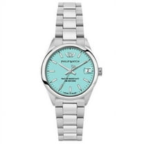 Philip Watch  Swiss Made Caribe Urban Stainless Steel Turquoise Dial Quartz 100M Womens Watch, Black - Adult