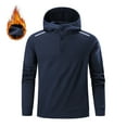 thumbnail image 2 of Men's Sherpa Lined Henley Hoodie 2025 Pullover with Reflective Strips Snap Button Front Winter Warm Fleece Sweatshirt Casual Outdoor Safety Enhanced Top, 2 of 9