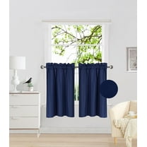 RS5 2-Piece Navy Blue Microfiber Blackout Window Curtain, Two (2) Rod Pocket Panels 30"X 36" Each