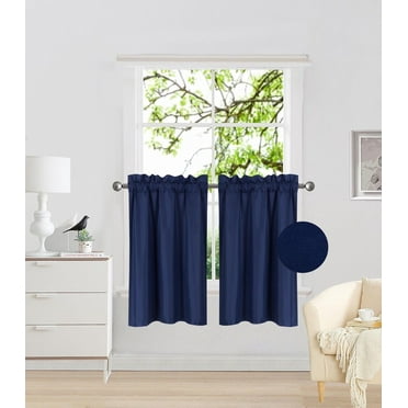 RS5 2-Piece Navy Blue Microfiber Blackout Window Curtain, Two (2) Rod Pocket Panels 30"X 36" Each