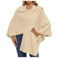 thumbnail image 1 of Womens Large Front Poncho Sweater Wrap Topper Knitted Elegant Shawls Cape For Fall Winter, 1 of 5