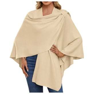 FOCUSSEXY Womens Poncho Cape Winter Batwing Khaki Poncho Knit Top