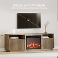 thumbnail image 3 of BELLEZE TV Stand with 23" Electric Fireplace Heater, 68" Entertainment Center for TV Up to 75", Media Console Table with Cable Management for Living Room, Bedroom - Camel, 3 of 7