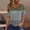 Green, variant on Giftesty Blouses for Women Dressy Casual Women's Casual Printed Color Short-Sleeved Button V-Neck Top Blouse