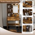 thumbnail image 5 of 23" Vanity Makeup Set with Mirror, Adjustable Lights, Stool, Wood Dressing Table with Power Outlet and Hairdryer Holder, Modern Bedroom Storage Vanity, 5 of 8