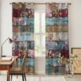 thumbnail image 4 of Vintage Flower Kitchen Curtains 84 Inch Length, Retro Botanical Floral Wooden Grommet Top Bedroom Living Room Curtains, Light Filtering Cafe Curtain Drapes 2 Panels Set 84''x84'', 4 of 9